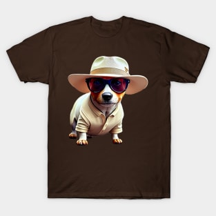 The High Life: Billionaire Dachshund in a White Fedora Tee T-Shirt